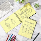 Engrowtic 2 Pack Graph Paper Spiral Notepad A5 Top Wirebound Notepad Grid Notebook Steno Pads Memo Notebook Grid Paper 140 Pages for Writing Sketching Drawing Office Supplies (Black (internal Yellow))