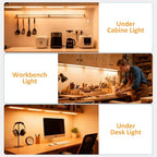 maylit Under Cabinet Lighting Plug in, 4Pcs 14 Inch Linkable Ultra Bright LED Light Bars, Renter Friendly Lamp, Wired 110V 120V Indoor Lights for Kitchen Cabinet, Counter, Workbench, Shelf, Warm White