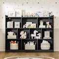 DIYART Black Bookshelf, Wood Bookcase with 3 Tier Open Shelves, 10-Cube Minimalist Storage Shelf for Living Room, Bedroom, 55.1" W x 42.5" H