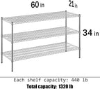 Regal Altair 21" Deep x 60" Wide x 34" Height Wire Shelving Kit | 3-Tier | NSF Commercial Storage Rack Unit