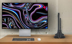 Psitek Aluminum Dual Vertical Laptop Stand Dock Holder, Supports 2 Devices, Adjustable Slot Width 15-36mm, Space-Saving Upright Storage for MacBook and Laptops