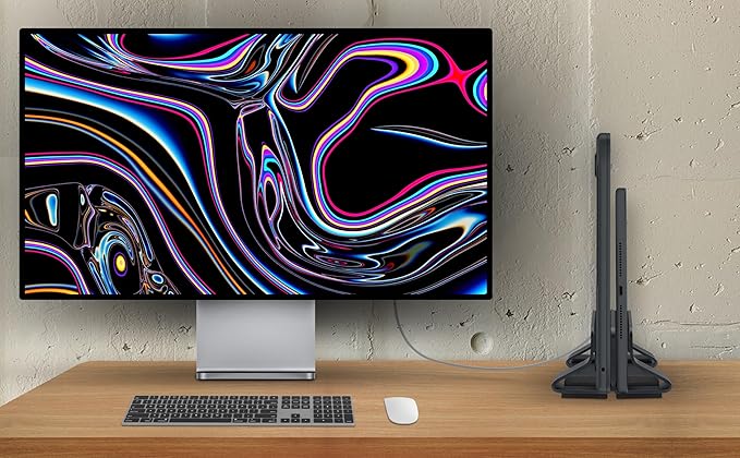 Psitek Aluminum Dual Vertical Laptop Stand Dock Holder, Supports 2 Devices, Adjustable Slot Width 15-36mm, Space-Saving Upright Storage for MacBook and Laptops