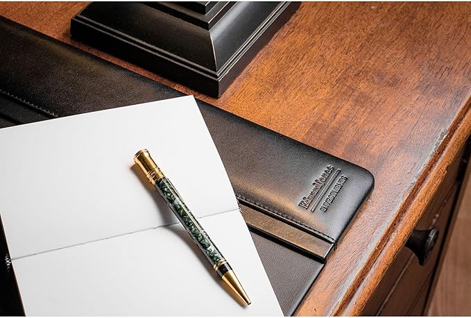 DACASSO Classic Leather Desk Pad with Side Rails - Luxury Leather Desk Blotter for Writing - Padded Executive Desk Surface Protector - (Black, 34” x 20”)