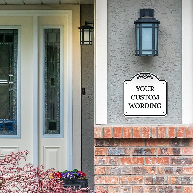 Custom Decorative Sign, Personalized Metal Sign for Business, Driveway, Home, Airbnb, Office Door Plaque,Black Border, 8x8 Inches, ACM, Fade Resistant, Made in USA