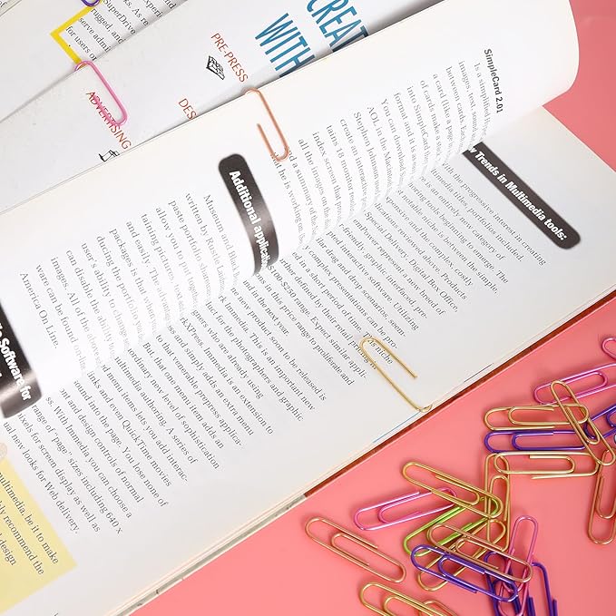 Ufmarine Large Paper Clips 2 inch, 240 Pcs Colored Paper Clips for Office