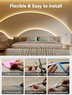 PAUTIX COB LED Strip Light,LED Lights 16.4ft,UL Listed Warm White 2700K Dotless Strip Lights,CRI93+ Super Bright Dimmable 24V Flexible Tape Light with RF Remote,for Cabinets,Kitchen Office Lighting