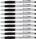 SyPen Personalized Pens With your Custom Logo or Text-600 Pack Bulk-for Businesses, Parties, and Events, 2 in 1 Ballpoint Pen & Stylus for Touchscreen Devices, Silver Barrel, Black Ink