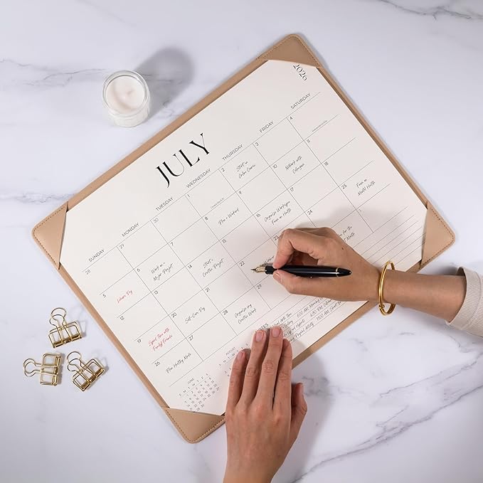 Simplified Desk Calendar 2026-2027 with Desktop Mat, Desk Pad Calendar from January 2026 to June 2027, 14 x 11 Inch, Desk Blotter Calendar for Home Office and School, Easy Planning, Apricot