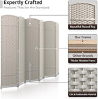 Sorbus 6 Panel Room Divider 6 ft. Tall - Privacy Screen, Extra Wide Double Hinged Panels, Mesh Hand-Woven Design, Partition Room Dividers and Folding Privacy Screens, Wall Divider for Room Separation