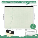 Fainne 3 Pcs Large Engineering Graph Paper Grid Graph Paper Pad Giant Drafting Pad Blueprint Sketching Graph Paper Engineer Architect Designer Mathematician Draftsman (Beige, Green,22x17inches)