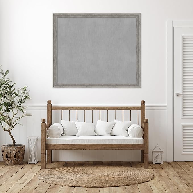 Amanti Art Grey Framed Magnetic Board 45x53 Oversize Vision Board for use with Magnets, 100% Metal Sheet to Display Items as Office Decor or for Home Organization in mudroom, Kitchen or Kids Room