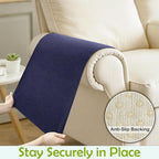 Couch Arm Covers, Sofa Arm Covers, Waterproof Armrest Cover for Sofa, Armchair, Loveseat, Non-Slip Recliner Arm Cover, Sofas Headrest Cover, Arm Chair Covers Set of 2 (Navy Blue, 26"×26")