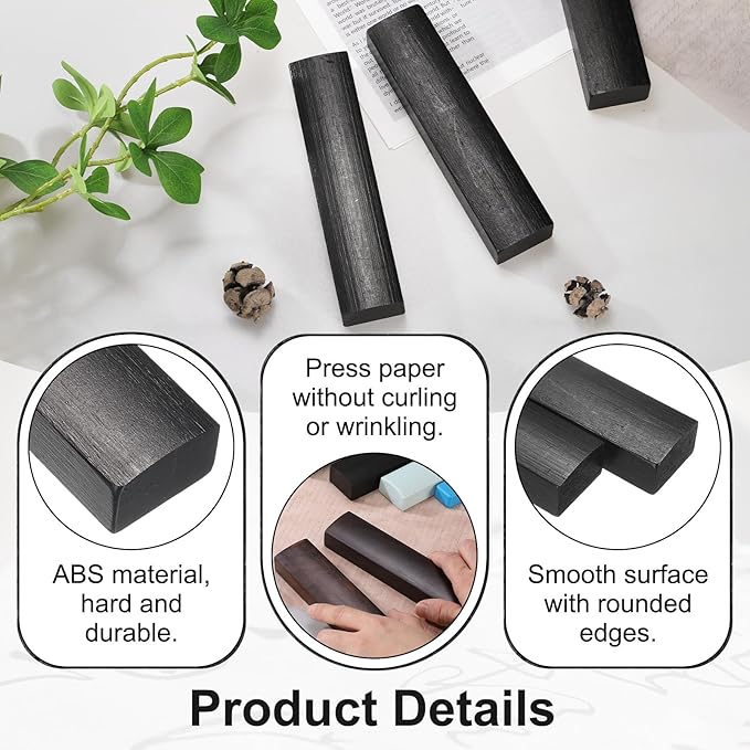 uxcell 1 Pair Calligraphy Paper Weights, 8.7" Wooden Paperweight Desk Accessory for Home Office Calligraphy Practice Drawing Writing, Gift for Writers Professionals, Black