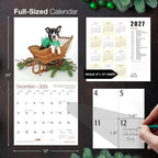 MICASA PRESS Boston Terrier Puppies 2026 Wall Calendar 12 Month | 12" x 24" Open | Thick & Sturdy Paper | Holiday Gift | Cute Puppy Dog Calendar 2026