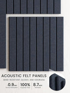 Bumusty Large Cork Board Alternative-47 x35 Felt Bulletin Board, with 30 Pushpins, 70 Adhesive Tabs, 12-Pack Slat Wall Paneling, Cork Boards for Office Push Pin Board Felt Board-Deep Charcoal Blue