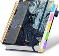 Spiral Journal Notebooks for Work, 300 Pages 5 Subject Notebook College Ruled with Dividers & Tabs, 8''x 10'' Large Notebook Journal for Women Students Note-Taking and Organizer (Navy Marble)