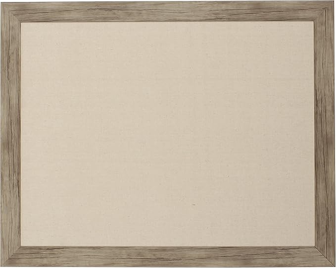DesignOvation Beatrice Framed Linen Fabric Pinboard, 23x29, Rustic Brown