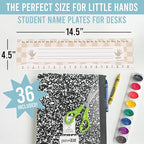 Desk Name Tags for Classroom – 36 Student Name Plates for Classroom Kindergarten, Preschool, 1st, 2nd & 3rd Grade, 14.5 x 4in Teacher Nameplates for Student Desks, Neutral Nametags