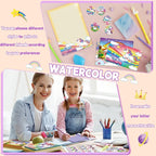 TaoBary 160 Pcs Stationery Paper Set 50 Double Sided Stationery Papers with 50 Matching Envelopes and 60 Round Dot Sticker, 10 Design(Unicorn,8.5 x 11 Inch)