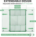 Marbrasse Expandable Desk Drawer Organizer, Mesh Drawer Organizer Tray with 10 Adjustable Compartments, Desk Organizers and Accessories for Office Supplies, Makeup & Vanity (Expandable-Green)