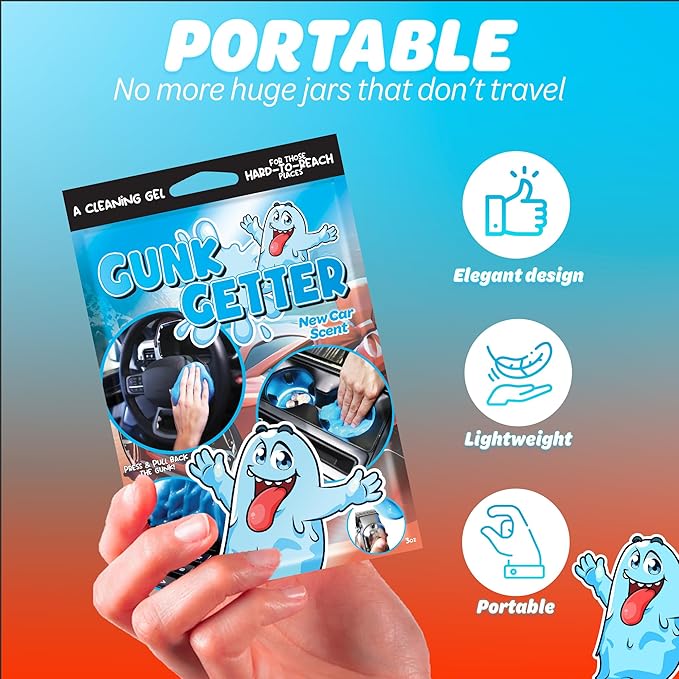 Gunk Getter, Cleaning Gel for Those Hard to Reach Places, Automotive Cup Holder Electronic Keyboard Office, Slime Gel Cleaner Dust Crumb Removal (New Car, 12 Pack)