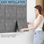 Baysola Large Cork Boards for Walls – 36" x 24" Self Adhesive Felt Wall Tiles, Ideal for Office Black Bulletin Board, Easy to Install Pin Board Photo Board