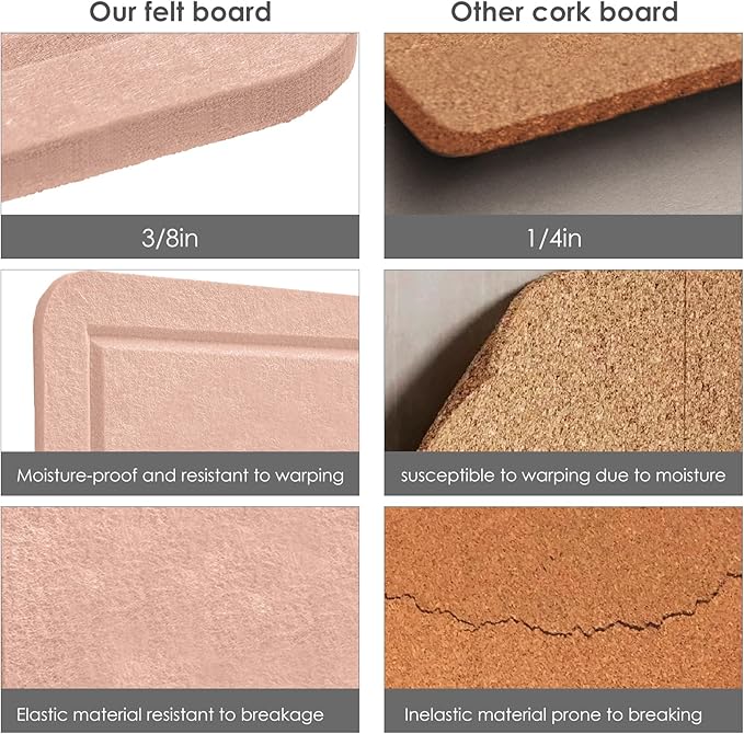 Lightomorrow Bulletin Board, 24 x 18 inches Felt Board Decorative Pin Board, Cork Board Alternative for Wall, Foldable Photo Board Self-Adhesive Vision Board Mood Board with 20 Pushpins - Mauvey Pink