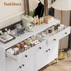 TaskStorz Metal Storage Cabinet with Drawer and Adjustable Shelf, White Steel Sideboard Buffet Cabinet, 35.4" H Coffee Bar Cabinet for Kitchen, Dining Room, Entryway