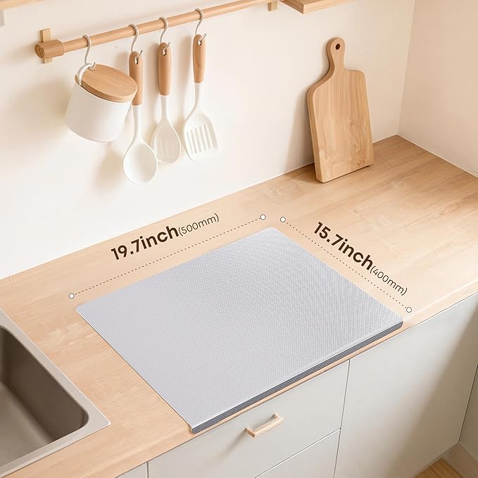 KORVOS Stainless Steel Cutting Board, 19.6"L x 15.7" W Heavy Duty Steel Chopping Boards for Kitchen, Metal Cutting Board with Lip&Non-slip pad, Against Scratches Surface, Easy To Clean