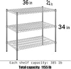 Regal Altair 21" Deep x 36" Wide x 34" Height Wire Shelving Kit | 3-Tier | NSF Commercial Storage Rack Unit