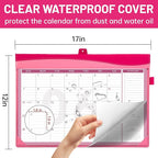 Yoment Desk Calendar 2026, Jan 2026-Dec 2027, 2026 Desk Calendar Large 17 x 12, 2026 Calendar with Plastic Cover, Pockets, to-Do Lists, Desktop Wall Calendar 2026-2027 for Office School Home, Pink