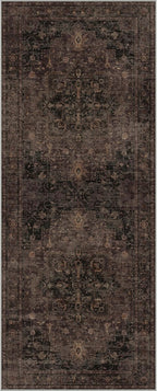 GENIMO 2x5 Runner Rugs for Hallway, Machine Washable Non Slip Vintage Rugs, Low Pile Lightweight Soft Print Rug for enrtyway, Corridor, Home, Office, Kitchen, Charcoal Brown