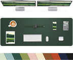 Extra Large Desk mat, Leather Desk Pad Protector,Office Desk Mat,Mouse Pad, Non-Slip Desk Blotter, Laptop Desk Pad, Waterproof Desk Writing Pad for Office&Home (Dark Green, 55" x 17")