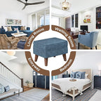 FAGAGA Small Footstool Ottoman with Storage, Ottoman Foot Rest, Modern Foot Stool with Adjustable Lid and Sturdy Wood Legs for Living Room, Bedroom, Couch, Enterway, Blue