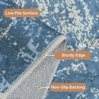 GENIMO Washable Area Rugs for Living Room, 8x10 Modern Non Slip Rugs, Low Pile Lightweight Soft Print Rug for Bedroom, Dining Room, Home Office, Washed Mist Blue