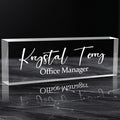 Personalized Name Plate for Desks, Custom Desk Name Plates, Acrylic Name Plate Office Desk Accessories, Personalized Office Gifts for Coworkers Teachers, Employee Appreciation Gifts (Engraved)