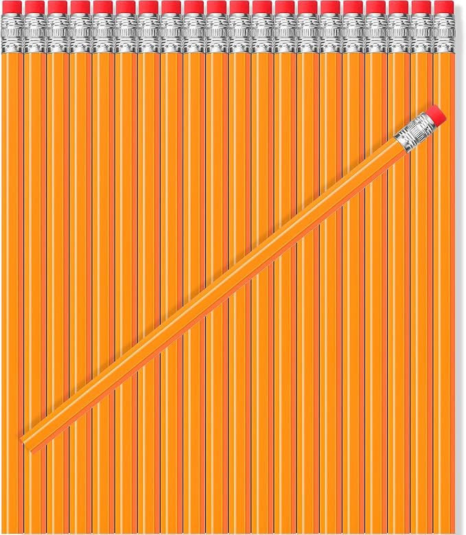 TecUnite 600 Pcs HB #2 Unsharpened Pencils bulk with Eraser Wooden Hexagonal No 2 neon Pencils for Adults Gifts Exams Office Sketching Party Favors(Orange)