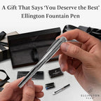 Ellington Pens Luxury Fountain Pen Set - Smooth Medium Nib- Includes 3 Ink Cartridges, Refillable Ink Converter, Gift Box- Fountain Pens For Writing, Calligraphy, Journaling, Sketching (Silver Sonata)