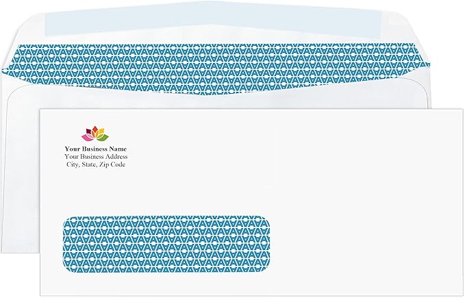 Aimoh 2500#10 Custom Printed Single Left Window Envelopes - Text and Logo Customization - Gummed Closure - Size 4-1/8x9-1/2 Inches -24LB-2500 Count (7-35310-2500)