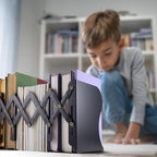 Officemate Adjustable Bookends, Expandable 4"-18", Black.