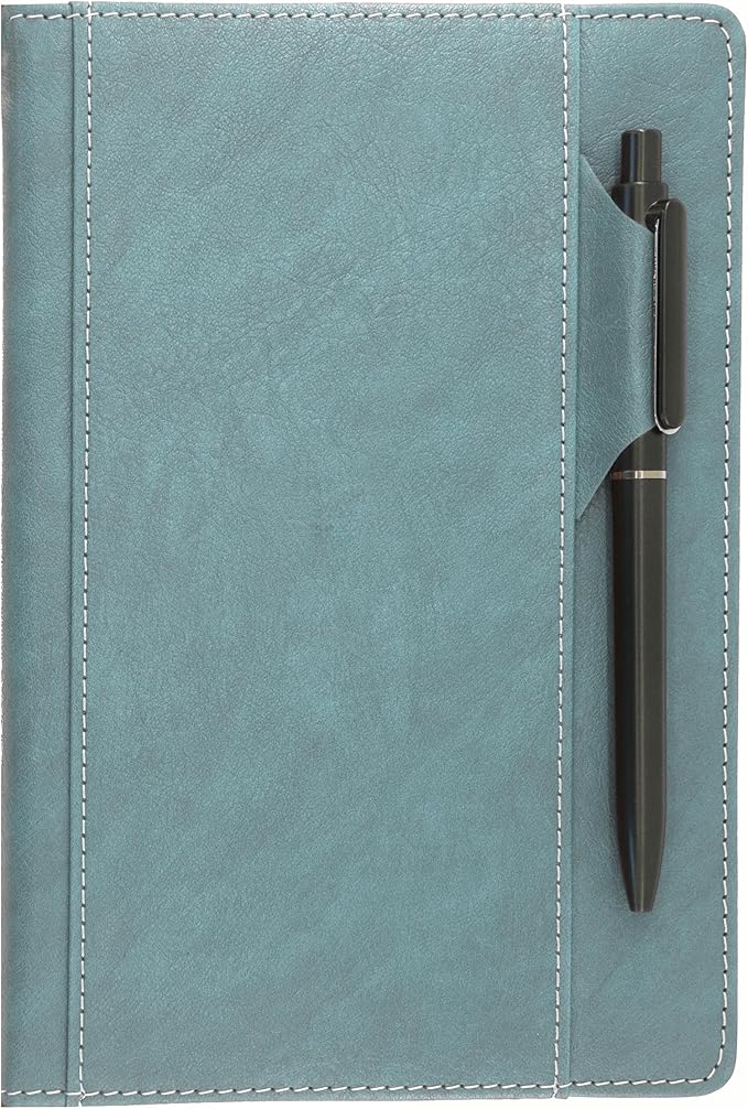 SLFreMint Premium Hardcover Notebook with Pen and Pen Holder Clip, Card Pockets, 240 Pages, College Ruled, 80GSM, Leather Note Book for Work, Study, Diary and Other Scenarios, Suitable Journal for Both Men and Women