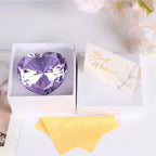 Purple Crystal Diamonds Paper Weights with Gift Box, 80mm Heart Shape Real Crystal Diamond Glass Gems Paperweight, Big Diamonds Birthday Anniversary Women Her Valentine's Day Gifts