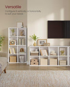 VASAGLE Custos Collection - Bookshelf, Bookcase, Cube Shelf with 8 Compartments, 9.4 x 25.8 x 51 Inches, Storage Shelf, for Living Room, Home Office, Dining Room, Cloud White ULBC424W01