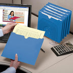 Smead File Jacket, Reinforced Straight-Cut Tab, Flat-No Expansion, Letter Size, Blue, 100 per Box (75502)