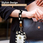 bolimoss Cute Floral Lanyard Wallet and ID Badge Holder with Zipper Pocket Breakaway Phone Wrist Lanyard, RFID Pu Leather Credit Card Holder