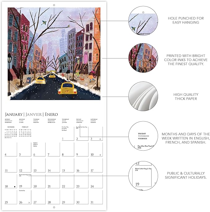 Graphique 2026 Joyful Landscapes Mini Wall Calendar | 7” x 7” | Thick Paper | Home & Office Organizer | Large Monthly Grid | 3 Languages & Marked Holidays | 4 Month Preview Page for 2027