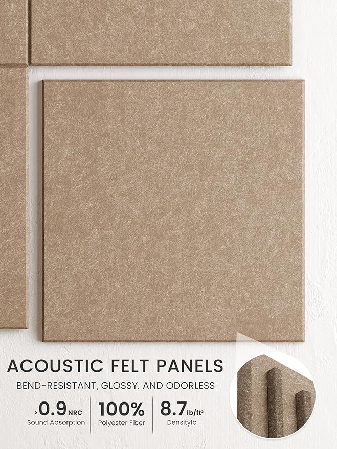 Bumusty Large Cork Board 47"x35" Alternative - 12 Pack Felt Wall Tiles with 70 Safe Removable Adhesive Tabs, 30 Pushpins, Cork Boards for Walls Pin Board Tack Board Cork Board (Dark Camel)