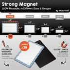 Attractivia Dry Erase Magnetic Labels 5.6 x 3.7 in, Pattern Borders, Large Dry Erase Magnets, 36-Pack, Erasable Write-On All-Purpose Labels, for Office, Education, Home, Whiteboard