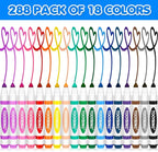 TooyBing Washable Markers Bulk (288 Count), 18 Assorted Colors, Washable Markers for Kids Classroom School, Broad Tip Durable for Back to Classroom Art School Supplies Essentials