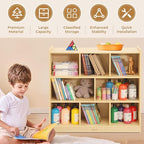 Bateso Toy Storage Organizer for Kids Room, Wooden Kids Bookshelf for Classroom, Cube Storage Organizer for Playroom, 8-Section Montessori Bookshelf & Toy Shelf for Nursery